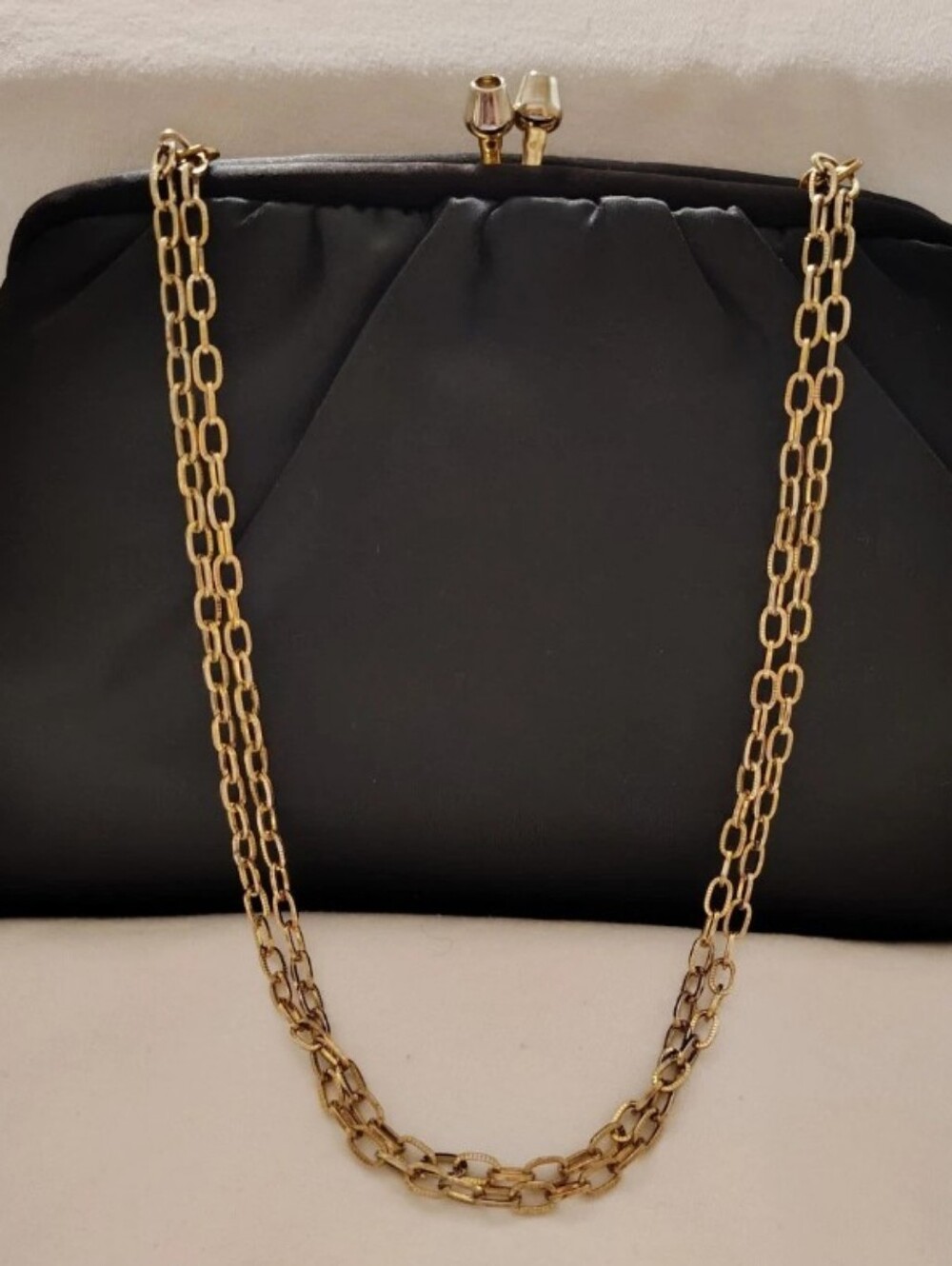 Vintage 1950's Black Frame Kids Lock Clutch Purse Bag